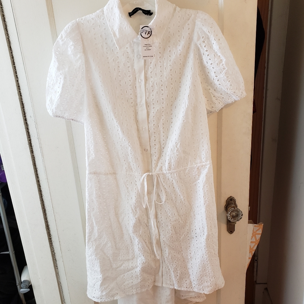 Fashion To Figure White Eyelet Hi Low Dress Size 0/14